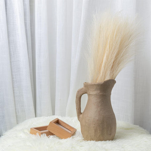 CHUKCHI Faux Pampas Grass - 17.7" 6 Bunches (3 Beige and 3 Taupe Brown) Fluffy Artificial Dried Pampas Grass, Used for Flower Arrangements Home De...