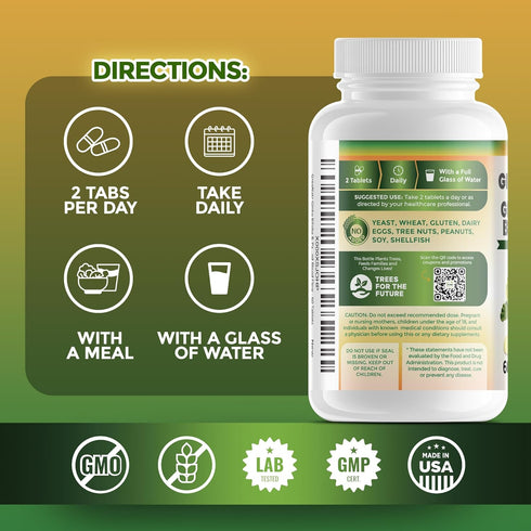 Ginko Biloba & Panax Ginseng Supplement - Red Ginseng Brain Supplement for Memory and Focus - Ginkgo Biloba Supplements for Good Vision, Immune Sy...