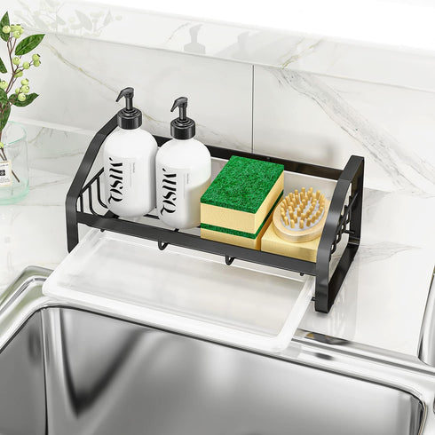 Sink Caddy, Sponge Holder for Kitchen Sink, Kitchen Bathroom Sink Organizer, 304 Stainless Steel Kitchen Countertop Organizer Soap Tray with Remov...