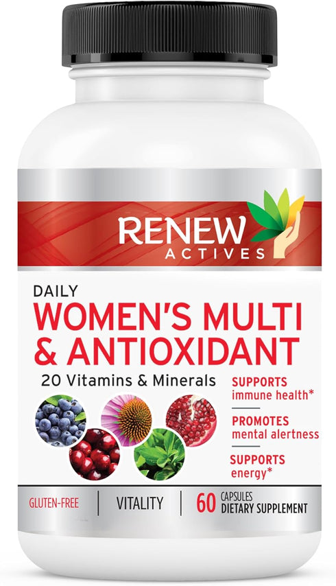 Renew Actives Women's Multi-Vitamin & Antioxidant: Daily Health Supplement for Woman- 20 Vitamins & Minerals - 60 Capsules...