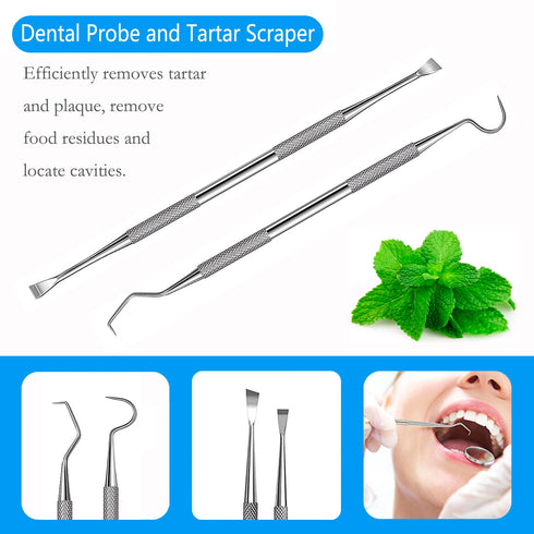 Professional Dental Pick Tools Kit, Teeth Cleaning Calculus Remover Tool for Dentist, Personal Using, Pets Oral Care Set with Dental Mirror Dental...