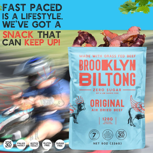 Brooklyn Biltong Air Dried Grass Fed Beef Snack, South African Beef Jerky (8 oz, Pack of 1) - Whole30 Approved, Paleo, Keto, Gluten Free, Sugar Fr...