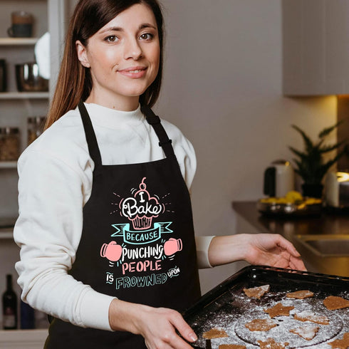 Funny Baking Aprons for Women Men, Cute Baking Gifts for Bakers, Kitchen Cooking Aprons with 2 Pockets - Birthday Housewarming Gifts for Wife Mom ...