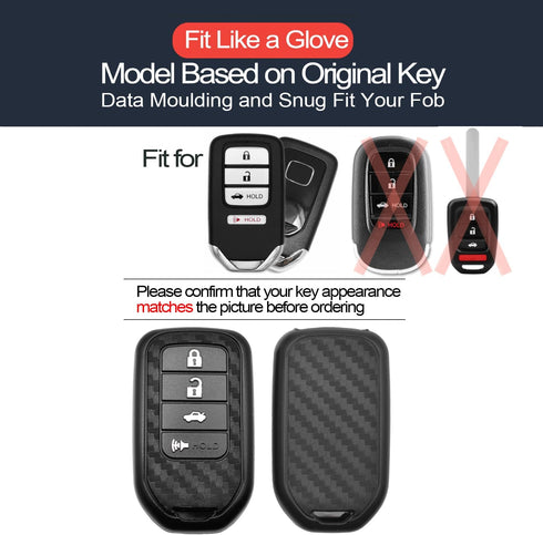 2pcs Compatible with Honda Accord Civic CR-V HR-V Pilot CR-Z Fit Ridgeline Crosstour Odyssey Insight Carbon Fiber Looks Key Fob Cover Case Key Cha...