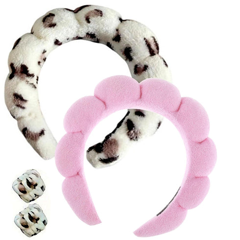 2PCS Spa Headband for Washing Face, Makeup Headband, Bubble Skincare Headbands with Face Wash Wristbands...