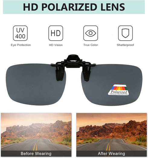 Eyekepper 4 Pack Flip-up Clip-On Sunglasses 59x39 MM Metal Wear Over Glasses...