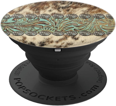 boho cowgirl fashion cowboy print western country teal green PopSockets PopGrip: Swappable Grip for Phones & Tablets PopSockets Adhesive PopGrip...