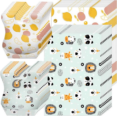 40 pcs Disposable Bibs and Placemats for Baby, Leak Proof Travel Feeding Bibs and Place Mats for Infants Toddlers for Traveling and Outdoor Use...
