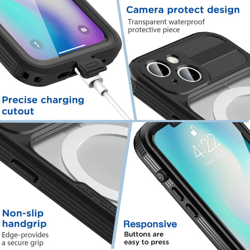 AICase Waterproof Case for iPhone 14(6.1") with MagSafe Support Snowproof,Dustproof and Shockproof, IP68 Certified Full Body Protection Fully Seal...