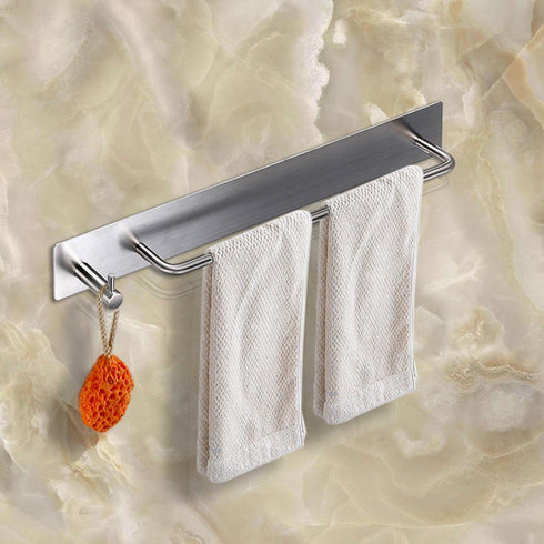 Sumnacon Towel Bar Rack with Hook, 13.38 Inch 3M Self Adhesive Stainless Steel Towel Holder Organizer for Bathroom Kitchen Bedroom, Brushed Finish...