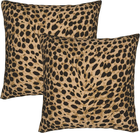 Leopard Skin Wild Animal Print Throw Pillow Cover Set of 2 Decorative Square Pillowcase Throw Cushion Case for Bedroom, Living Room, Sofa, Couch a...