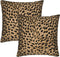 Leopard Skin Wild Animal Print Throw Pillow Cover Set of 2 Decorative Square Pillowcase Throw Cushion Case for Bedroom, Living Room, Sofa, Couch a...