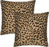 Leopard Skin Wild Animal Print Throw Pillow Cover Set of 2 Decorative Square Pillowcase Throw Cushion Case for Bedroom, Living Room, Sofa, Couch a...