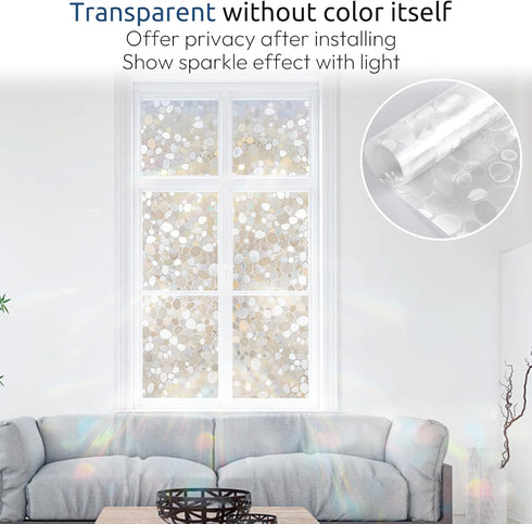rabbitgoo Window Privacy Film, Decorative Rainbow Window Clings for Glass Covering, Static Cling Non Adhesive Door Stickers UV Blocking, Stained G...