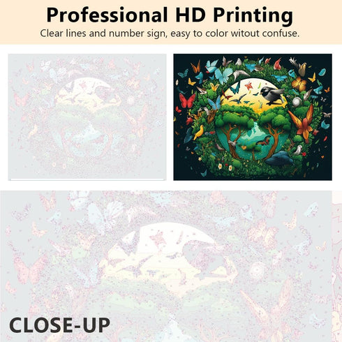 Paint by Number for Adult, Beautiful Butterfly and Birds Painting by Number Kits On Canvas, DIY Tree Paint by Numbers, Oil Painting Acrylic Paints...
