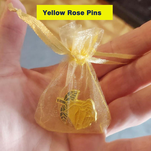 12/50/100Pcs Yellow Rose Pins Bulk 1.2“ -Valentine's Day Flower Enamel Lapel Pin Brooch Badge Gifts For Men Women Clothes Bags Hats...