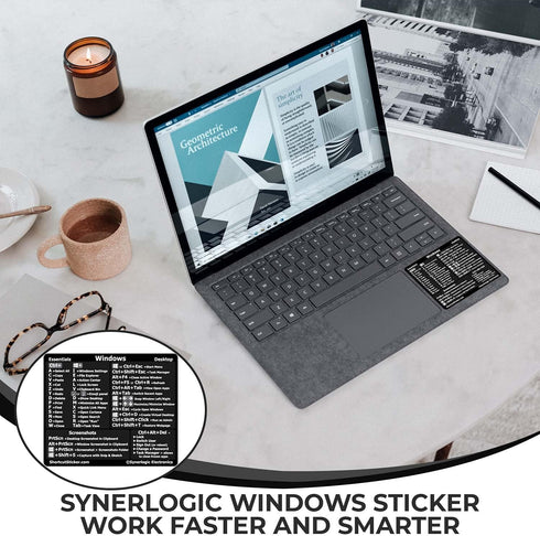 Synerlogic Windows PC Reference Keyboard Shortcut Sticker | Vinyl, No-Residue Adhesive Windows Shortcut Sticker for PC Laptop or Desktop | Shortcu...