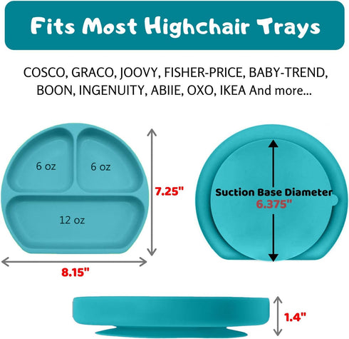 Silikong Suction Plate for Toddlers | BPA Free, 100% Food-Grade Silicone | Microwave, Dishwasher and Oven Safe | Stay Put Divided Baby Feeding Pla...