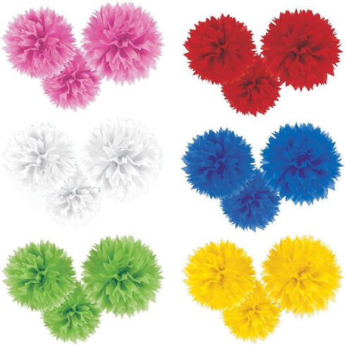 Amscan Fluffy Paper Decorations, 16", 3 Pcs, Bright Pink...