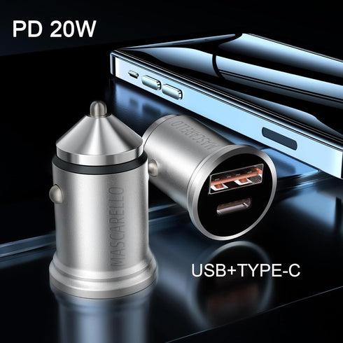 USB C Car Charger Fast Car Charger Port Adapter, 20W QC3.0 Mini Car Cigarette Lighter USB Type C 3A Output Car Charger (Silver)...
