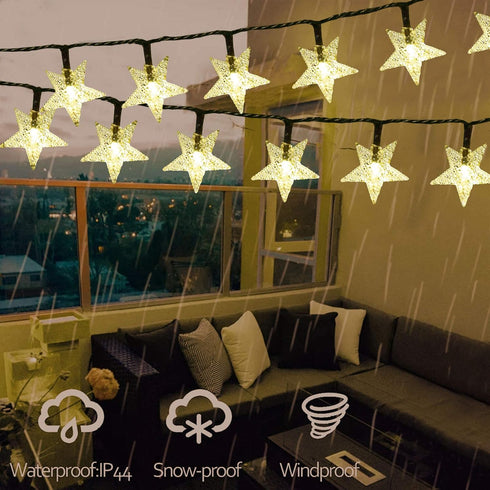 Solar String Lights Outdoor, Solar Powered Star String Lights, 30ft 50LED 8 Modes Waterproof Christmas String Lights for Gardens Patio Landscape X...