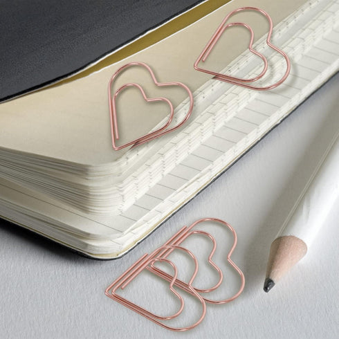 100 PCS Cute Paper Clips Rose Gold Heart Paper Clips Funny Mini Paper Clips for Kids Office Supplies Wedding Decoration Crafts Scrapbooking Women ...