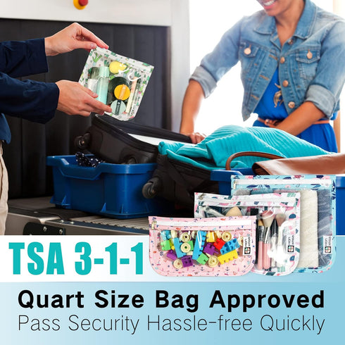 TSA Approved Toiletry Bag,Set of 3 Clear Diaper Bag Organizing Pouches Waterproof Quart Size Travel Pouch Set,Multi-purpose Diaper Organizer for M...