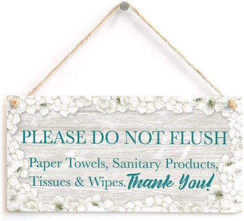 Please DO NOT Flush Paper Towels, Sanitary Products, Tissues & Wipes. Thank You! - Warning Notice for Septic Tank Toilet Small Plaque for W.C 10"x...