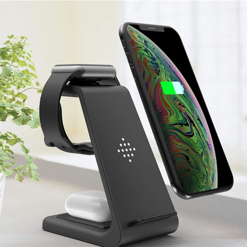 Wireless Charger,3 in 1 Fast Wireless Qi Charging Station Dock Stand for iPhone 14/13/12/11 Pro Max/XR/XS Max/XS/X, iWatch SE/7/6/5/4/3/2, Airpods...