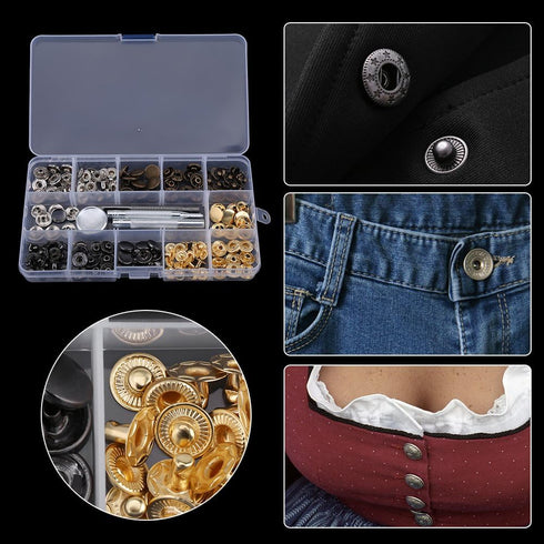 40 Sets Snap Button, Metal Popper Button Press Studs Fastener 6 Color Clothing Snaps Kit for Leather Craft Tool with Storage Box(633#12MM)...