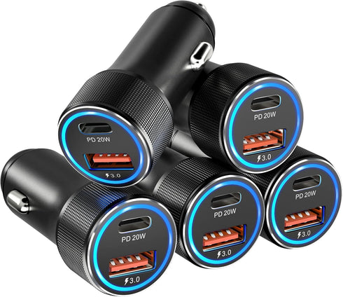 USB C Car Charger 5 Pack, Bangfun 36W Dual Port PD&QC 3.0 Fast Charging 12V Car Charger Adapter Cigarette Lighter USB Charger Plug for iPhone 15 1...