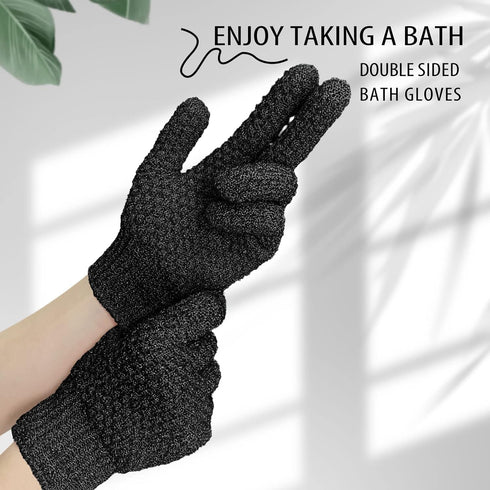 Evridwear Exfoliating Dual Texture Bath Gloves for Shower, Spa, Massage and Body Scrubs, Dead Skin Cell Remover, Gloves with hanging loop (1 Pair ...