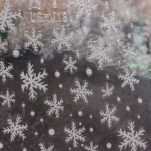 6 Sheets White Glitter Snowflakes Christmas Nail Art Stickers Decals Self-Adhesive Pegatinas Uñas Nail Supplies Nail Art Design Decoration Accesso...