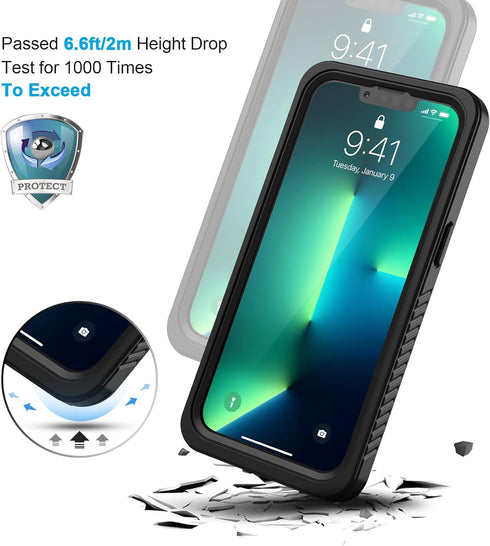 Lanhiem for iPhone 13 Pro Case, IP68 Waterproof Dustproof Shockproof Cases with Built-in Screen Protector, Full Body Protective Front and Back Cov...