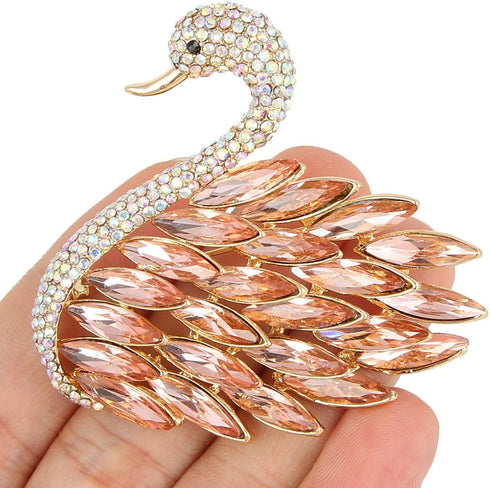 EVER FAITH Women's Austrian Crystal Elegant Swan Feather Animals Pendant Brooch...