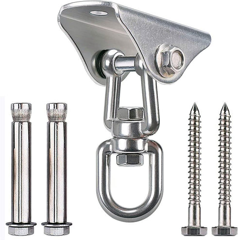 Heavy Duty Swing Hanger Hook, 360° Swivel Swing Hook with 4 Screws for Porch Yoga Seat Hammock Sandbag Indoor Outdoor Stainless Steel Swivel Hook ...