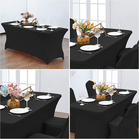 CWK 6FT Waterproof Stretch Spandex Table Cover for Rectangular Tables - Elastic Fitted Tablecloth for Folding Tables,Wrinkle Resistant Table Cloth...