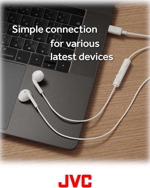 JVC USB-C Wired Earbuds Headphones, Delay-free for Videos and Gaming, Built-in DAC Reduces Noise and Improves Sound Quality, 10.7 mm Diameter Neod...