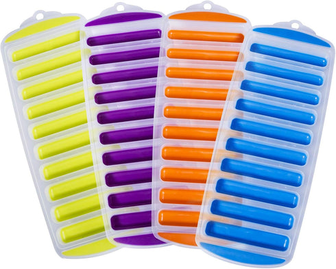 Ozera 4 Pack Ice Cube Trays, Narrow Water Bottle Ice Cube Tray Stick, Silicone Ice Trays for Freezer with Easy Push and Pop Out Material, Ideal fo...