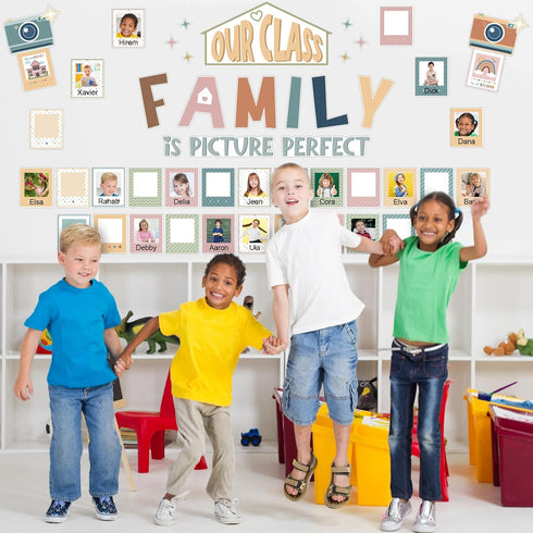 52 Pcs Picture Frame Bulletin Board Decor for Classroom Our Class Is a Family Bulletin Board Set Word Wall Bulletin Board Set for Teachers Chalkbo...