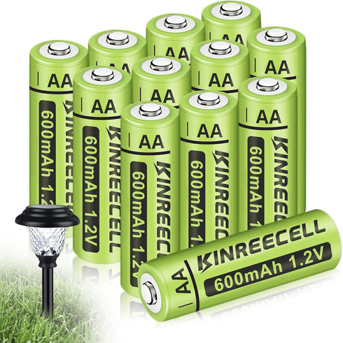 Rechargeable AA Batteries, Ni-MH Double A Solar Batteries High Capacity 1.2V Pre-Charged for Outdoor Solar Lights, String Lights Pathway Lights (A...