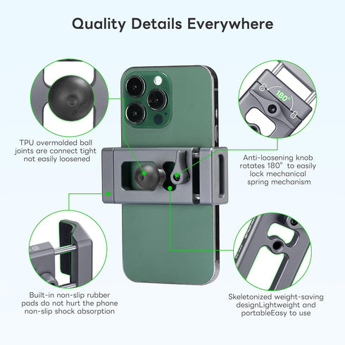 FANAUE Aluminum Phone Holder with 17mm Ball Head Compatible with Garmin mounts and 17mm Double Aocket Arm & Bike Motorcycle Phone Mount for 6-8.5"...