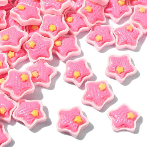 DanLingJewelry 100Pcs Pink 10mm Star Resin Cabochons Mini Flatback Nail Embellishments for DIY Art Jewelry Making Supplies...