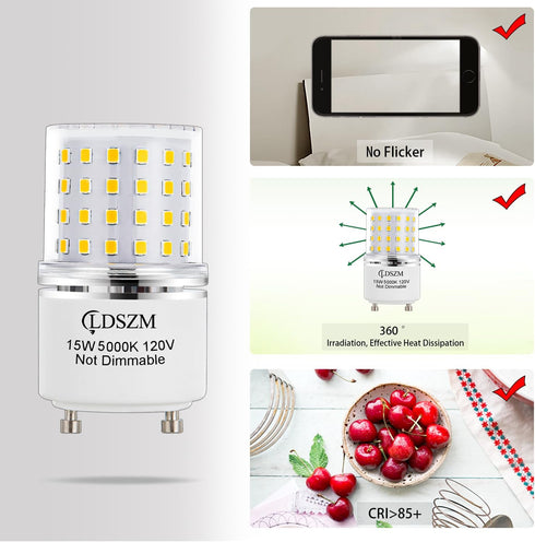 GU24 LED Bulb,15W GU24 LED TwistLock Bulbs Non-Dimmable GU24 LED Ceiling Light Bulb,120 Watt Equivalent 1200lm 5000K Daylight, Squat GU24 LED Ligh...