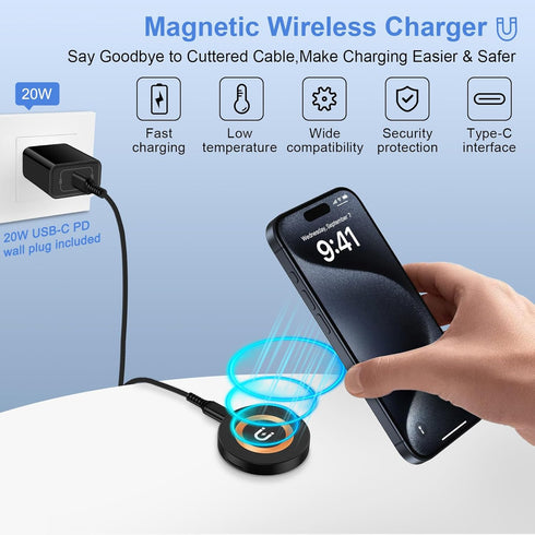 for Magsafe Charger Pad Wireless Phone Charger iPhone Magnetic Mag Safe Charging Pad Stand Fast Charging for iPhone 15 Pro Max Plus/14/13/12, Andr...