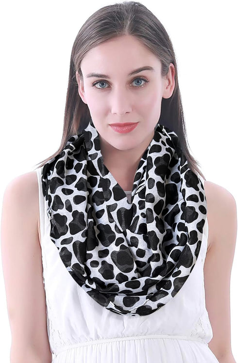 Lina & Lily Cow Animal Print Women's Infinity Scarf Lightweight...