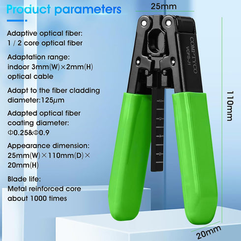 ?2pcs?green Fiber optic Drop stripper for 3.0 mm x 2.0 mm fiber optic cable stripper FTTH cold joint tool Leather wire stripper Fiber optic stripp...