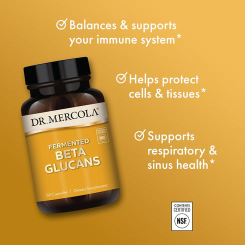 Dr. Mercola Fermented Beta Glucans, 30 Servings (60 Capsules), Dietary Supplement, Immune Support, Non-GMO, NSF Contents Certified...