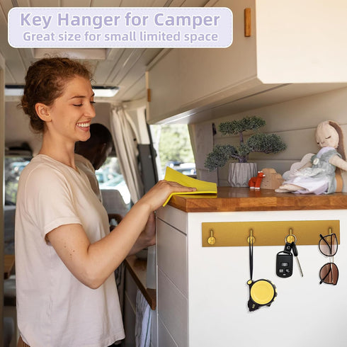 VIS'V Key Holder Wall Mount, Large Self Adhesive Key Hanger Metal Key Rail with 4 Key Hooks Key Rack Keychain Holder with Extra Adhesive for Entry...