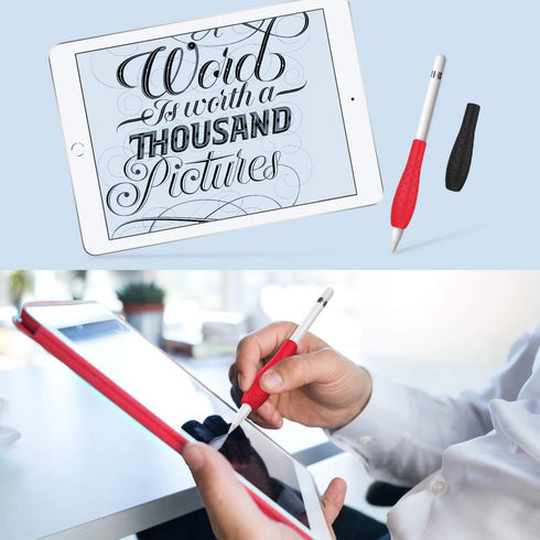 MoKo [2 Pack Silicone Grip Holder Ergo Protective Sleeve Cover Case Accessories Compatible with Apple Pencil 1st / 2nd Generation, Black & Red...